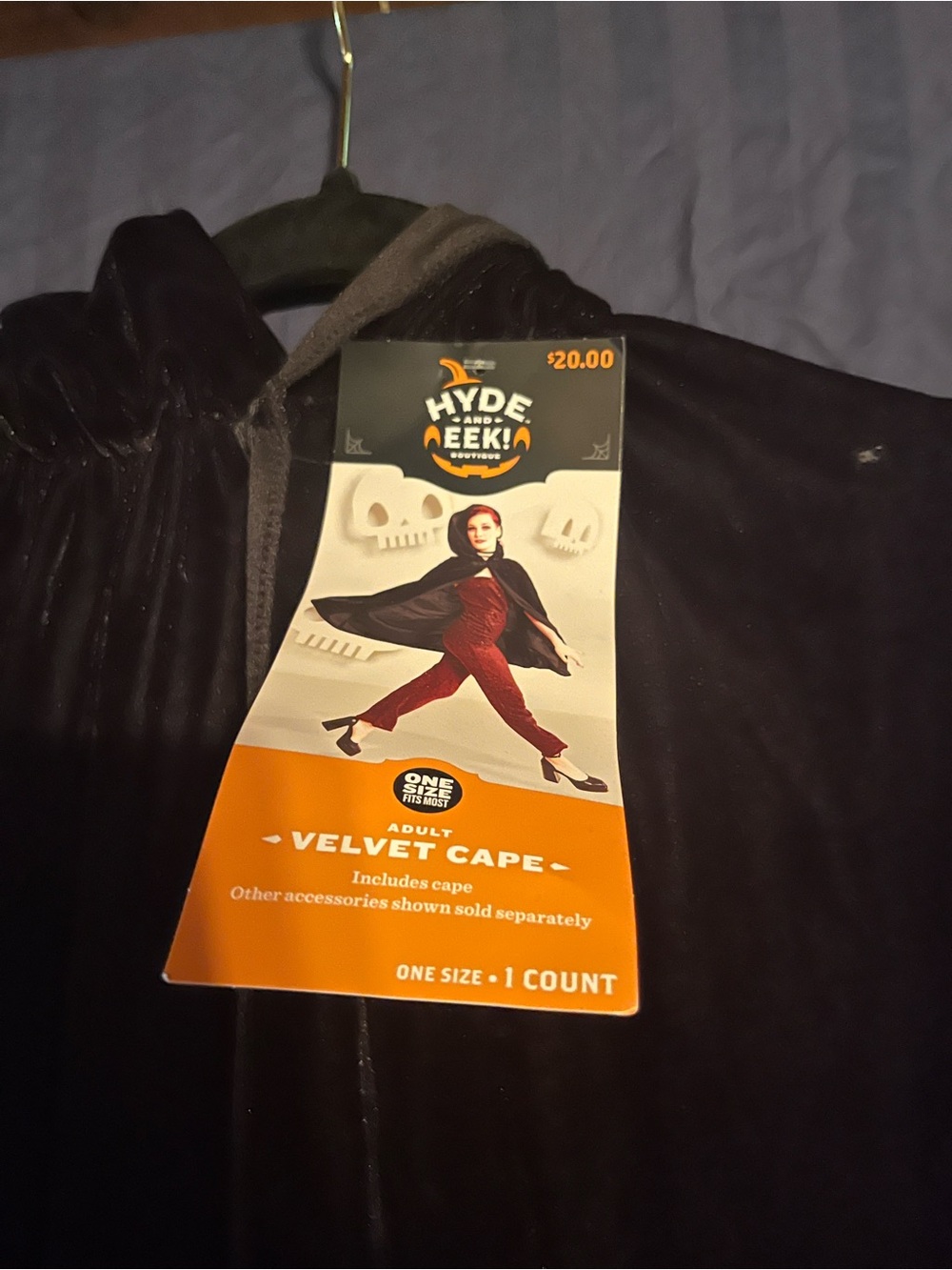 Hyde & Eek! Adult Black Velvet Cape - Classic Halloween Cape